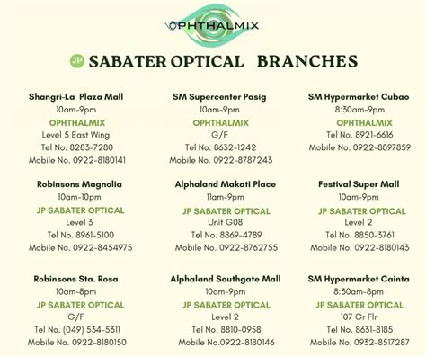 sabater optical branches